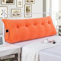 YXCSELL Large Filled Triangular Soft Headboard Wedge Cushion Bed Backrest Positioning Support Reading Pillow Home Lumbar Pad with Removable Cover Orange 59 Inches