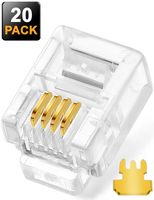 3 Prong Telephone Modular Plug RJ11 6P4C Connector for Phone Line Cord 20 Pack (Compatible with Both Solid and Stranded Wire)