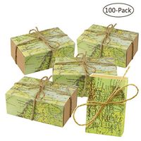 Faylapa 100Pcs Map Party Candy Boxes,Geography Map Favor Boxes,Vintage Travel Party Favor Boxes,Baby Shower Party Wedding Birthday Decor