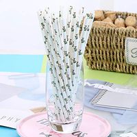 100-Pack Biodegradable Paper Drinking Straws for Graduation Party Supplies Bridal/Baby Shower Wedding Decorations, Bulk Paper Straws for Juices, Shakes, Smoothies, Coconut Palm Theme