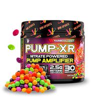 VMI Sports Pump-XR Nitric Oxide Boosting Pre Workout Powder, Intense Pumps, Vascularity and Strength, Stimulant Free, Rainbow Candy, 30 Servings