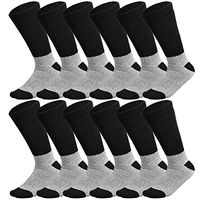 Doctor Recommend Thermal Diabetic Socks Keep Foot Warm Non-Binding Crew Socks For Men Women 12pk Black 10-13