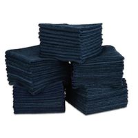 12” X 12” All Purpose Microfiber Towels - 50 Pack| No Fraying | High Density Microfiber | Chemical Free Cleaner | Long-Lasting (Black)