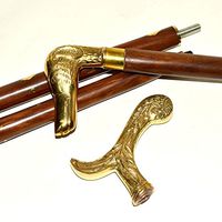 Nautical Gift Decor Vintage walking stick antique look designer dog brass 2 handle cane.8653