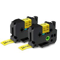 Compatible Ptouch 24mm Label Tape, TZe-651 Black on Yellow 1 Inch Standard Laminated Compatible with Brother P Touch PTD600 PT-P900W PT-P950NW, 2-Pack