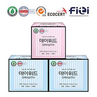 DAYWITH Sanitary Pads Certified Organic Cotton Menstrual Pads Ultra Thin Natural Sanitary Napkins with Wing Type/Wide 2 Pack (24p) + Regular 1 Pack (20p)