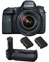 Canon EOS 6D Mark II DSLR Camera with EF 24-105mm f/4 is II USM Lens, Canon BG-E21 Battery Grip, 2 Spare Batteries