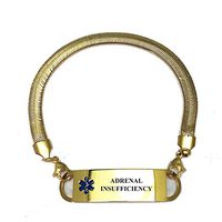 Pre-Engraved Gold Plated Chevron Pattern"Adrenal Insufficiency" Medical ID Bracelets for Women