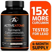 Active Atoms Turmeric Extract w/Bioperine® – Extra Strength w/ 15X More Curcumin – Immune Support, Anti-inflammatory Support for Achy Joints - Third-Party Tested for Lead - 4 Month Supply