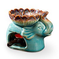 DoDola Ceramic Elephant Essential Oil Burner Aromatherapy Diffusers Tea Light Holder for Amora, Spa, Yoga, Meditation, Zen - Blue