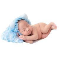 Baby Photography Props Lace Hats Posing Aid Newborn Girl Photo Shoot Outfits Infant Hat Posing Accessories Set (Blue)