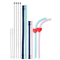 Uplord Silicone Straws Drinking Reusable, Portable Collapsible Straws with Cases and Cleaning Brushes 18pcs/Set