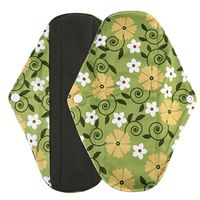 DEESEE(TM) Reusable Bamboo Cloth Washable Menstrual Pad Mama Sanitary Towel Pad Overnight Flow Pads (L(31×8cm), Green 2)