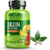 NATURELO Vegan Iron Supplement with Whole Food Vitamin C - Best Natural Iron Pills for Women & Men w/Iron Deficiency Including Pregnancy, Anemia and Vegan Diets - 90 Mini Capsules