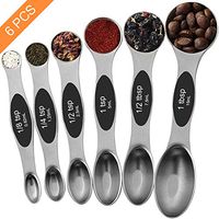 Magnetic Measuring Spoons, Premium Heavy Duty 18/8 Stainless Steel Measuring Spoons Cups Set, Small Tablespoon with Metric and US Measurements, Set of 6 for Gift Measuring Dry and Liquid Ingredients