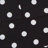 7/8" Grosgrain Ribbon White Dots 030 Black 25yd