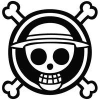 One Piece Anime - Skull and Crossbones - Vinyl 4 Inches (Color: Black) Decal Laptop Tablet Skateboard Car Windows Sticker