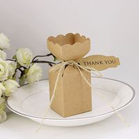 Bbshop Pack of 50 Vase Shaped Kraft Favor Gift Boxes with Twines and Thank You Tags,Candy Cookies Gift Wrap Brown Boxes for Party Wedding Bridal Shower Christmas Favor