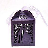 Pixnor 100pcs Wedding Sweets Candy Boxes Gift Favour Boxes - Couple Design (Purple)