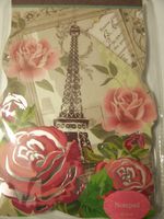 Shaped Embeliished 80 Sheet Notepad ~ Eiffel Tower Amongst the Flowers