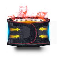CFR Adjustable Thermal Waist Trimmer Lower Back Support Brace Belt Lumbar Compression Wrap Double Pull Fastener with Fever Pad,Black,M