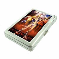 Cigarette Case with Built in Lighter Greek Goddess S4 Smoking King Size Cigarettes Silver Metal Wallet 4" X 2.75" RFID Protection Anime Mythology