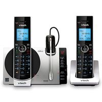VTech DS6771-3 DECT 6.0 Expandable Cordless Phone with Connect to Cell, Siri and Google Now Access, Silver/Black, 2 Handsets and 1 Cordless Headset