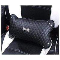Siyibb 1 Pc Leather Car Lumbar Support Waist Pillow with Bowknot Decor - Black