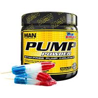 Man Sports Pump Powder. Stimulant Free Blue Bomb-Sicle Flavored Workout Enhancer Drink Mix (30 Servings)
