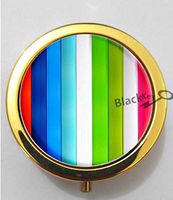 BlackKey Candy Stripe Print 3-Compartment Decorative Pocket Gift Box Case Organizer for Pill, Color 2 -786