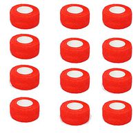 Self Adhesive Bandage Cohesive Warp Bandages Sport Medical Tape Tattoo Grip Cover Nonwovens 1"x5y 12Roll for Stretch Athletic, Ankle Sprains & Swelling, Sports，House Peta & Horse FDA Approved