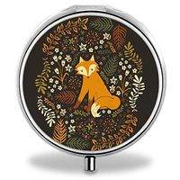Glad grace Medicine Pill Boxes Brown Fox Unique Round Portable 3 Compartment Metal Pocket Pill Bottle
