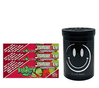 Herb Airtight Container Fresh Kettle with Juicy Jay's Strawberry Kiwi 1.25 Flavored Hemp Rolling Papers 3 Count DC Crafts Nation- Happy Face