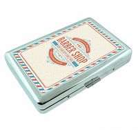 Vintage Barber Shop Sign S4 Silver Cigarette Case Metal Wallet Id Holder 4" X 2.75" RFID Protection