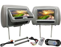 Absolute DPH-770PKGG 7.5-Inch Pair Headrest TFT/LCD Monitor Include One Side DVD/USB/SD Card Multimedia Player (Grey)