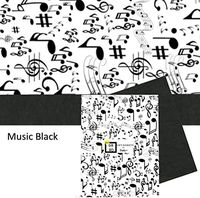 Tissue Paper Printed Designs and Matching Solid Tissue for Coordinating Gift Wrapping 24 Sheets 20" X 30" (Music Black)