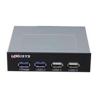 Logisys Computer FP302BK 4-Port USB 3.5" Bay Hub with 2x USB 3.0 2x USB 2.0