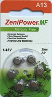 60 ZeniPower Mercury Free Hearing Aid Batteries Size: 13 + Battery Holder Keychain Kit