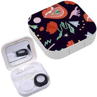 Portable Contact Lens Case Box Travel Kit Mirror + Bottle + Tweezers Container Holder [ Fun Christmas ]