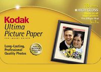 Kodak Ultima 5x7 Glossy Photo Inkjet Paper, 18 Sheet Package