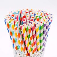Minibaaa 200-Pack Biodegradable Paper Straws - 8 Different Colors, 7.75'' Long, Eco-Friendly, Bulk Paper Drinking Straws for Cocktail, Smoothie, Juice, Milkshake, Party Supplies