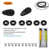 Soft Silicone Eyeglass Nose Pads 13.5mm Air Chamber Nosepads Black 10 Pairs, Eyeglass Repair Kit, Glasses Screws, Anti-slip Ear Grip Micro Screwdriver 10 Pairs of Screw-in Air Bag Glasses Nose Pad Set