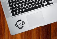 Yadda-Yadda Design Co. MonkeyFace - Cute Monkey Face - Vinyl Trackpad Decal Tablet Decal (3.5" w x 2" h)(Black)