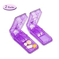 2-Pack Pill Cutter for Small or Large Pills, Pill Splitter with Retracting Blade Guard, Medicine Cutter Splitter Divider for Vitamins, Pills, Medicines (Purple)