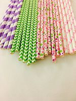 Confetti PaperWerks Pink and Purple Flower Straws - 100% Biodegradable (Pack of 100 Multiple Variety), Excellent Quality Straws for Celebrations, Parties, Holidays and Much More.