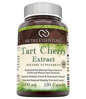 Nutri Essentials Tart Cherry Extract Capsules - Anti-Inflammatory, Anti-oxidant Joint Support - Promotes Healthy Uric Acid Levels - Supports Regular Sleep Cycle -120 Count, 2000 Mg