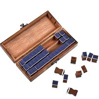 1 Set 42Pcs Wooden Rubber Stamp Box Handwriting Upper Case Alphabet&Number Vintage Print Style