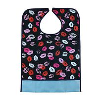 ROSENICE Adult Mealtime Bib Protector Aid Apron with Crumb Catcher Waterproof (Lips)