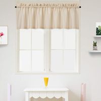 IDEALHOUSE Cream Beige Curtain Valances,Draperies Curtains for Cafe,Bathroom & Kitchen or Kids Bedroom Rod Pocket Short Window Curtains (1 Panels, 15 Inch Wide by 60 Inch Long)