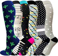 Compression Socks for Men & Women(1/3/6 Pairs),20-30mmHg is Best for Running,Nurse,Medical,Pregnancy & Travel (1-6-assorted 5 (6 Pairs), Large/X-Large)